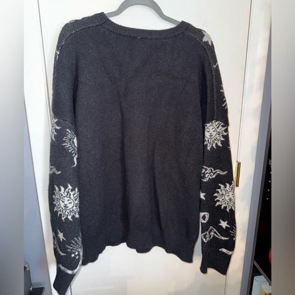 Romwe Goth Witchy Long Sleeve Crew Neck Sweater Black Celestial Snakes - Picture 5 of 6